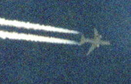 Contrails from jet's tail